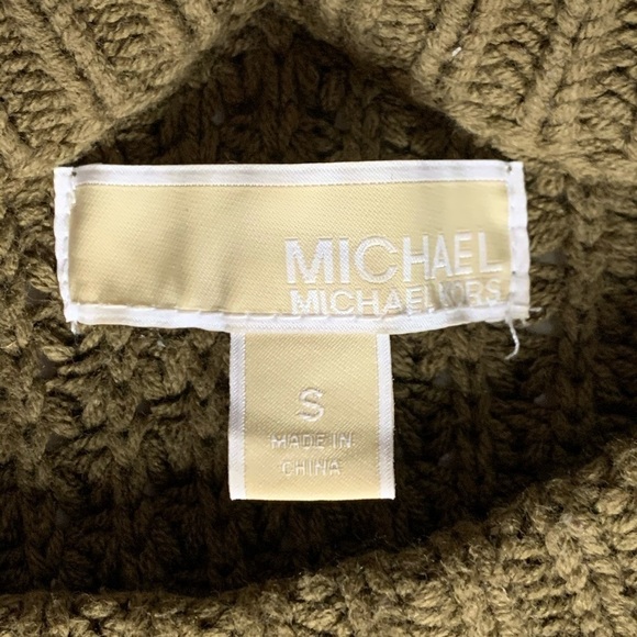 Michael Kors thick Cozy Chunky Knit Sweater Neck warmer green small pullover - Picture 5 of 10